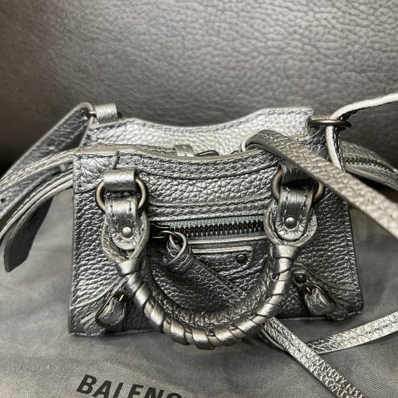 Balenciaga Nano Sized Crossbody NeoClassic Mini Bag Silver - Like New - Picture 3 of 13